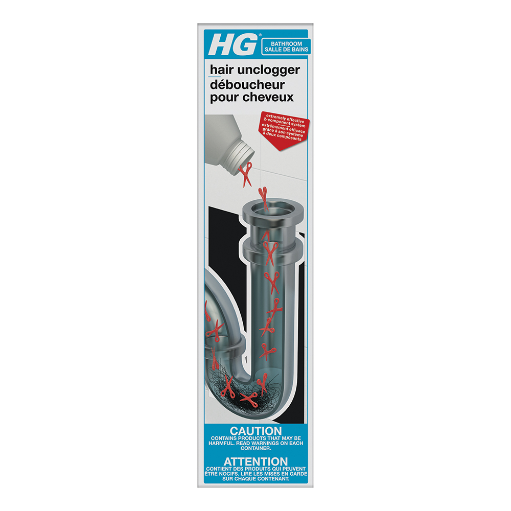 HAZ HG 2-Component Bathroom Drain Cleaner/ Hair Unclogger Kit