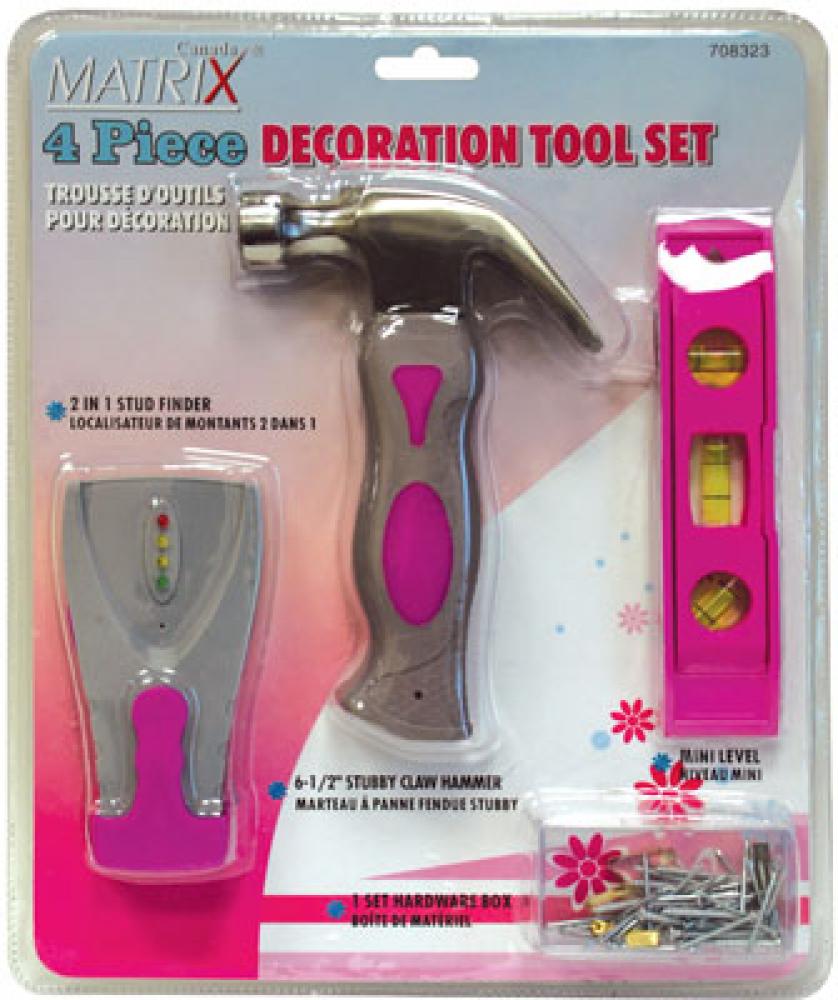 Home Decor Pink Hand Tool Set 4PC