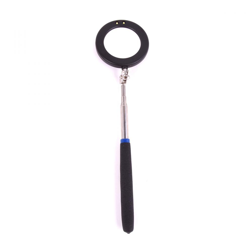 Telescopic Inspection Mirror With LED Round 3in Extends 7.5-34in