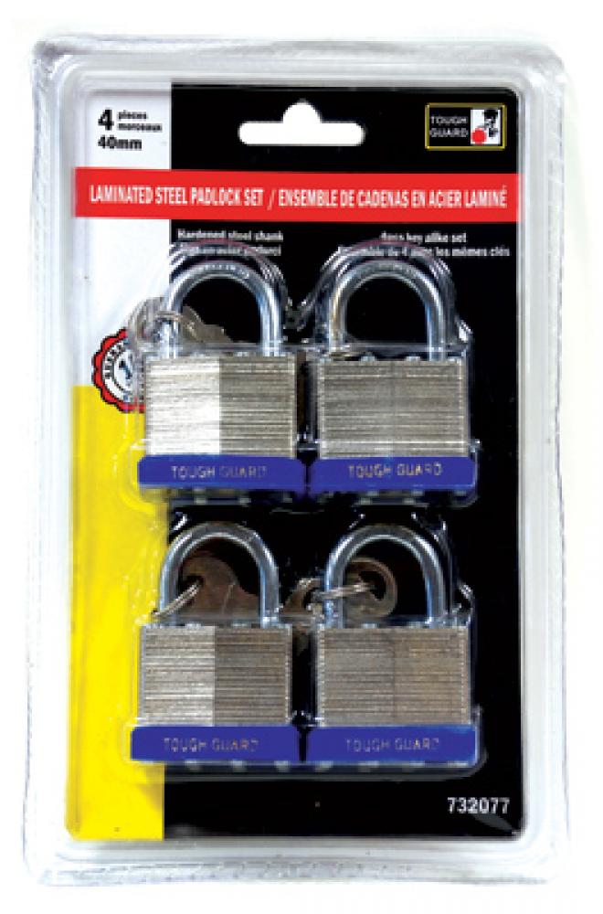 Padlock Laminated 30mm 4pc pack Key Alike