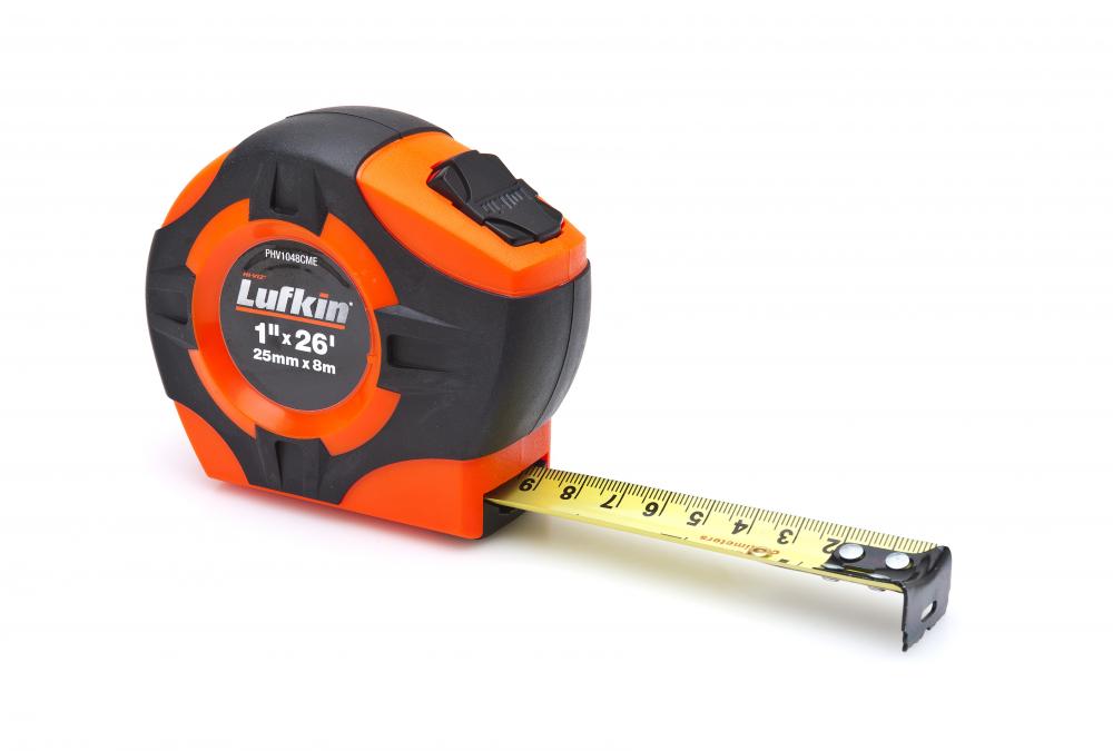 Tape Measure 26ft(8m) x 1in Metric/Imperial Hi-Vis Orange