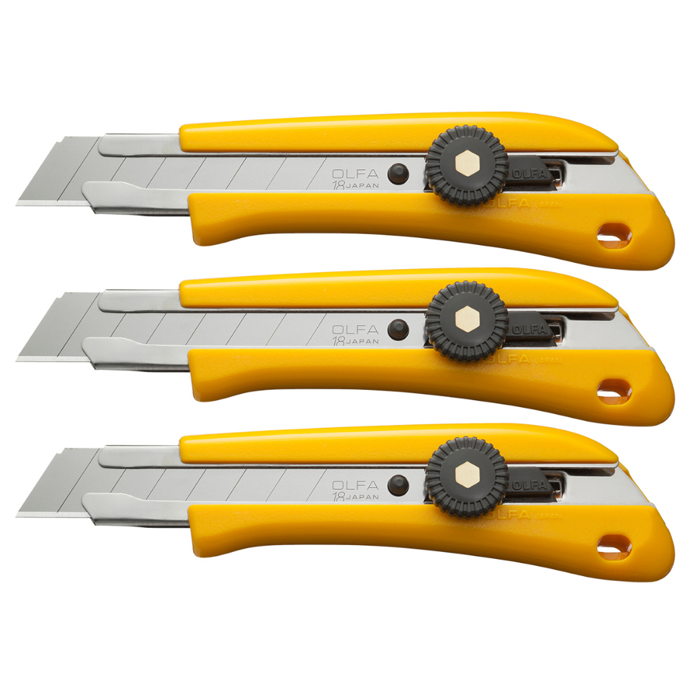 Utility Knife 18mm Ratchet Lock H/D Value Pack of 3