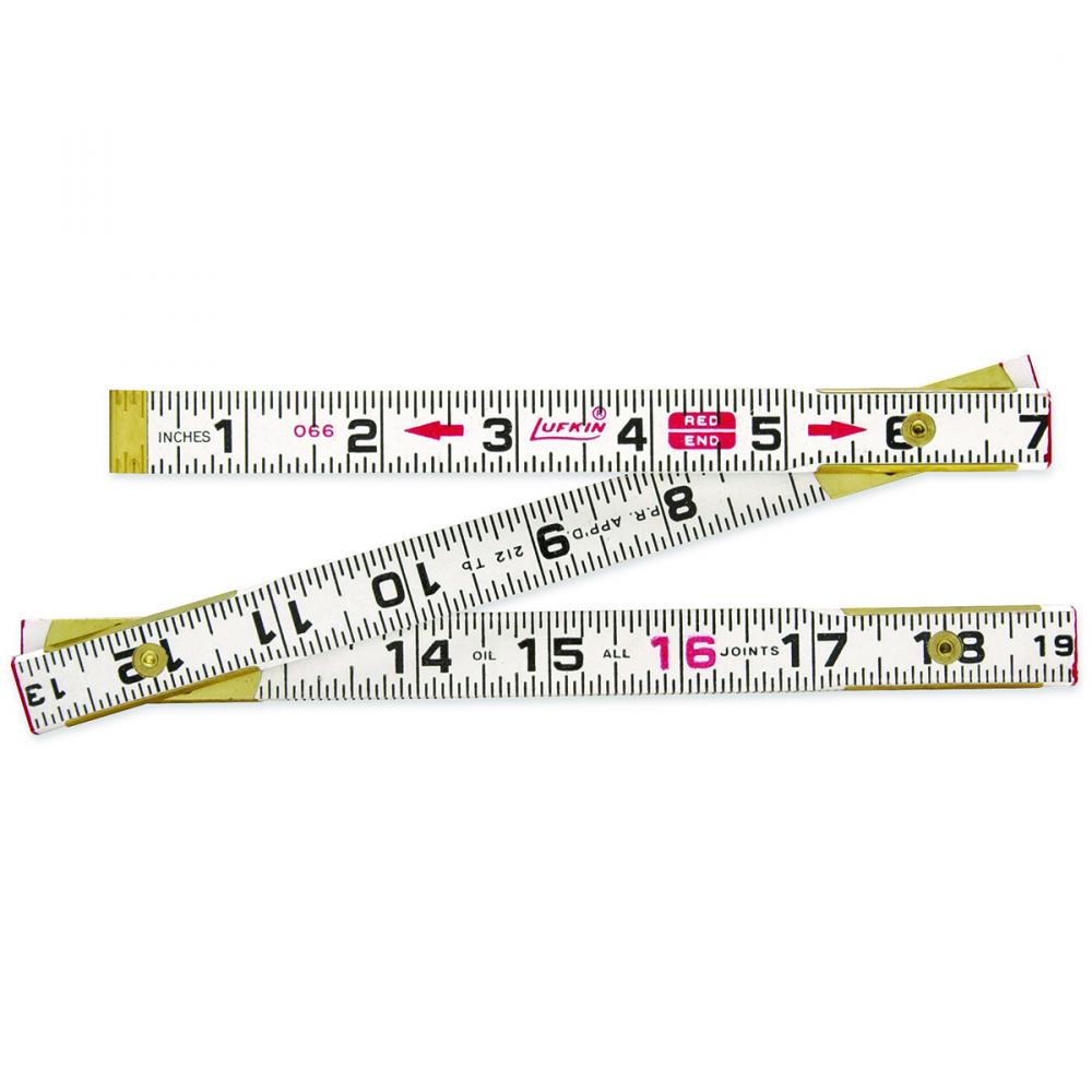 Double Sided Folding Ruler 6ft (2m) Wood White - Metric