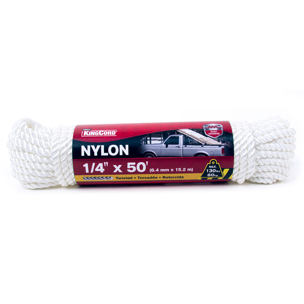 Twisted Nylon Rope 1/4&#34; x 50&#39; White