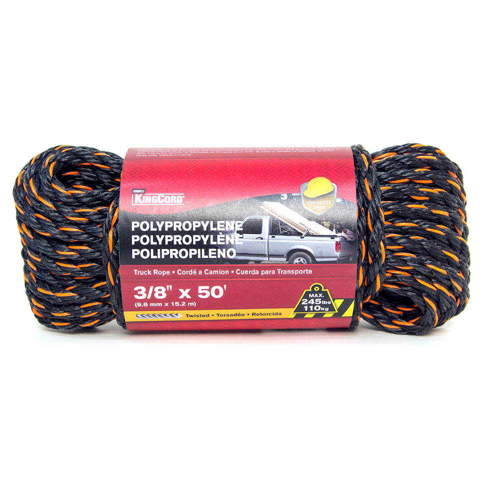 Twisted Poly Rope Truck 3/8&#34; x 50&#39; Orange/Black