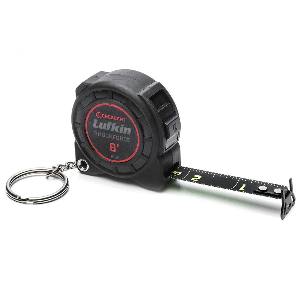 Shockforce Keychain Tape Measure Nite Eye 8ft Black Matte