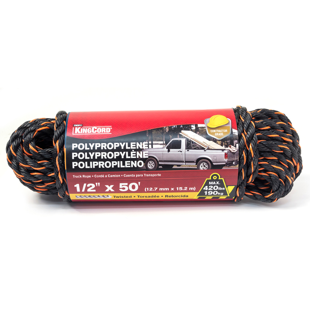 Twisted Poly Rope Truck 1/2&#34; x 50&#39; Orange/Black