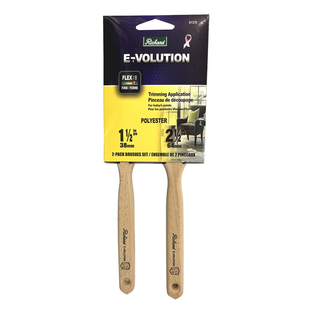 2PK E-Volution Angle Paint Brush Set 1½in & 2½in Polyester