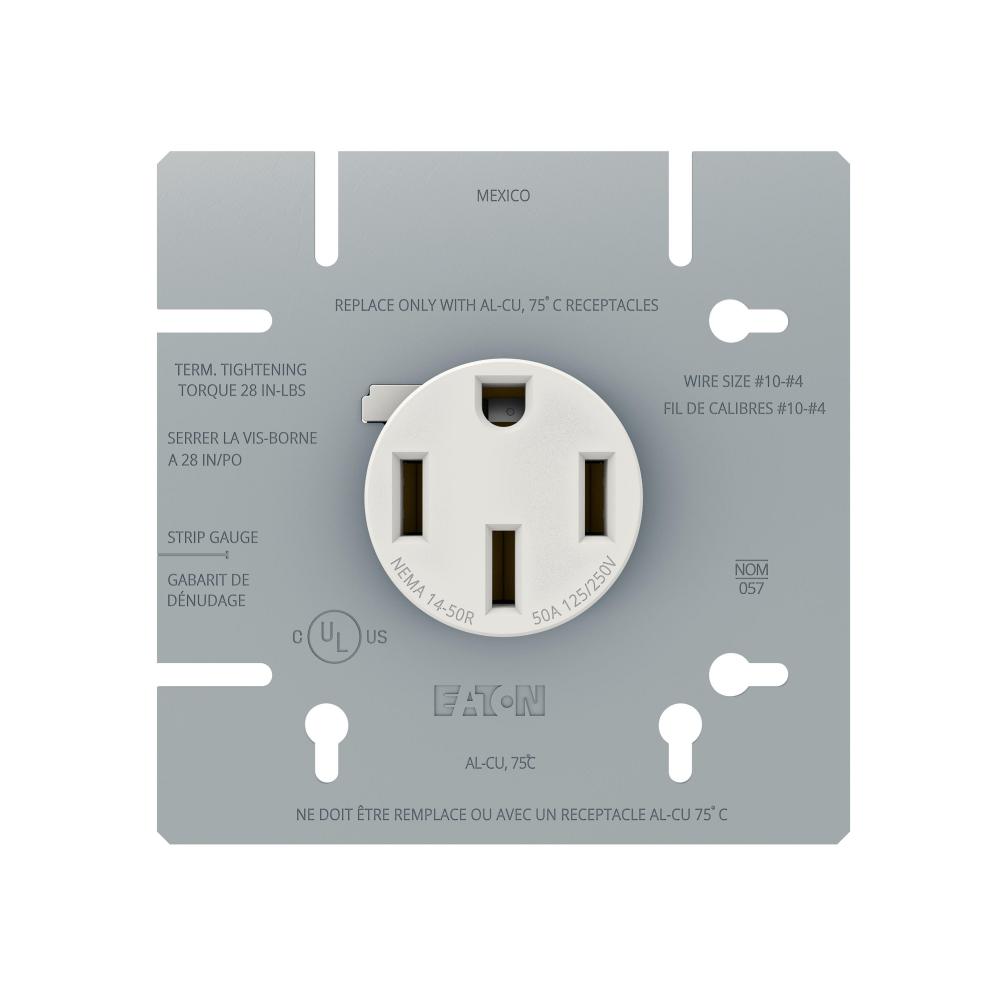 Range Receptacle with Metal Plate 50A - 125/250V