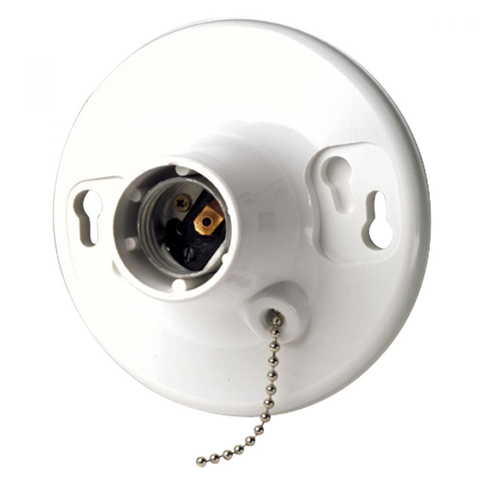 Ceiling Receptacle 4in White Pull Chain