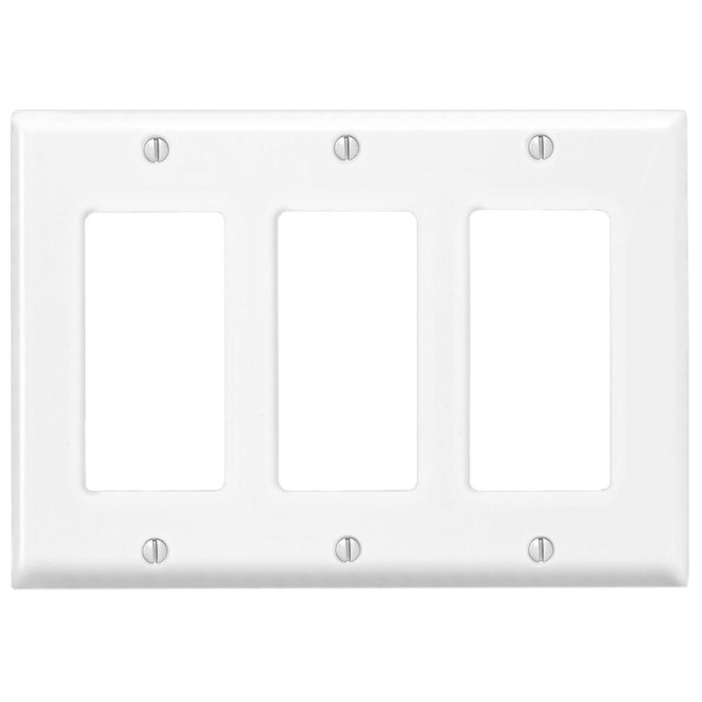 Decora 3-Gang Wall Plate White