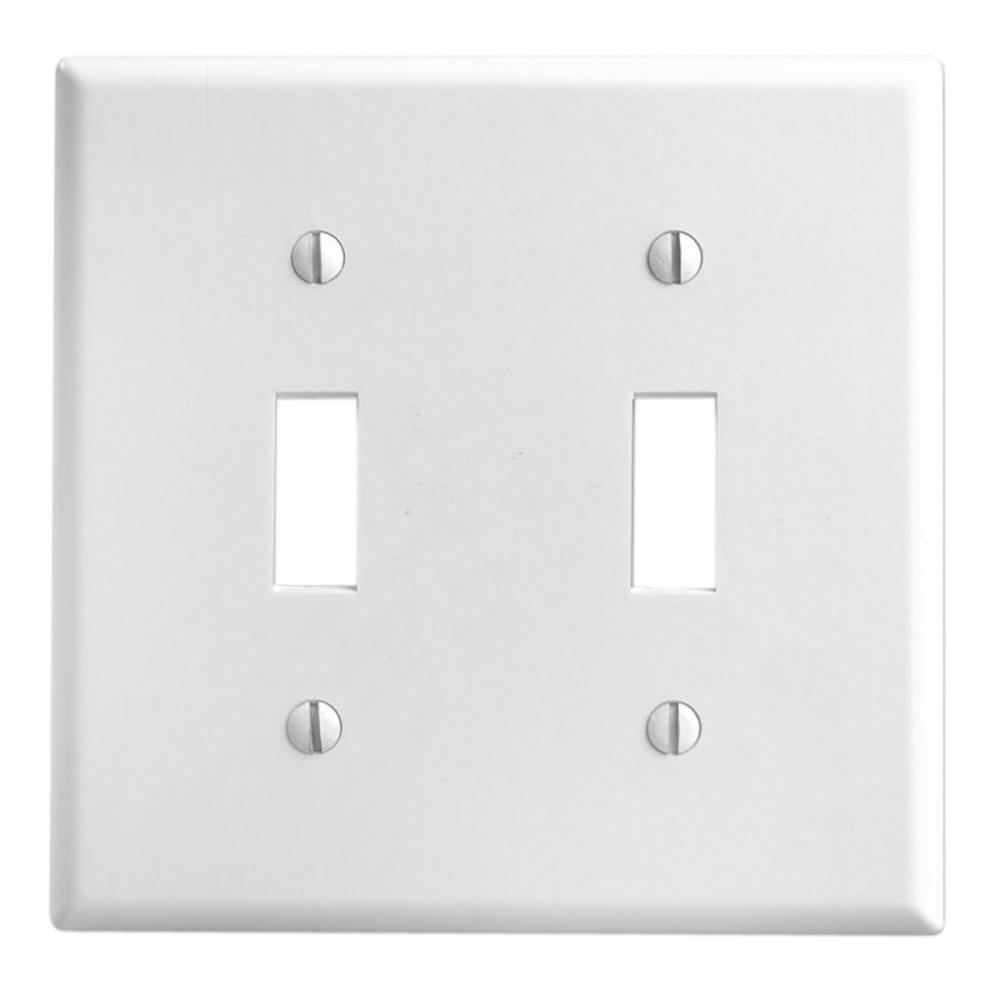 2 Gang White Toggle Plate