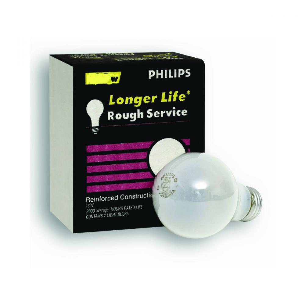 Bulb A19 Incandescent Rough Service 50W Frosted 2Pk