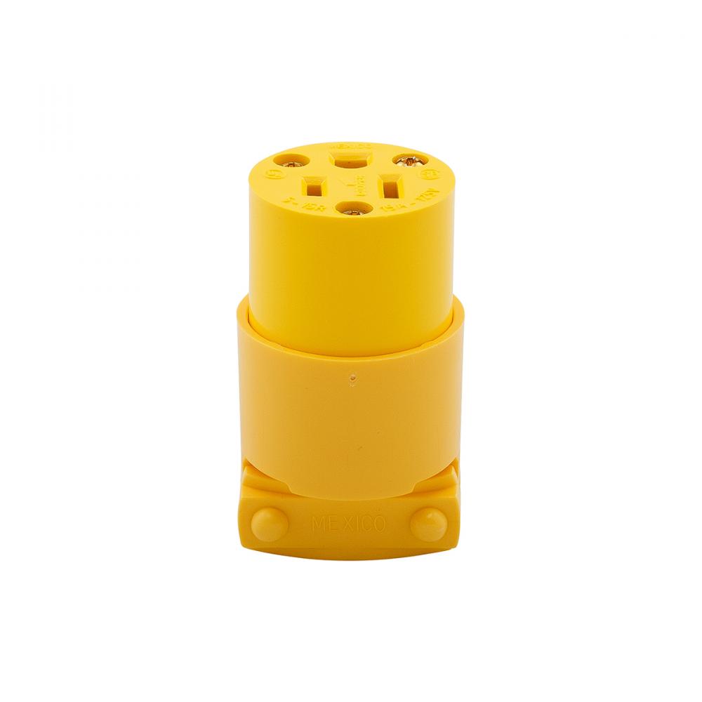 4887 Round Female Grounding Connector 15A 125V 3-Wire Yellow