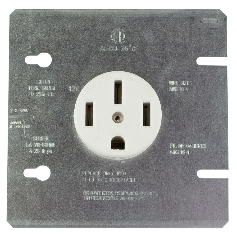 1167-2Sp Dryer Receptacle with Metal Plate 30A 125/250V