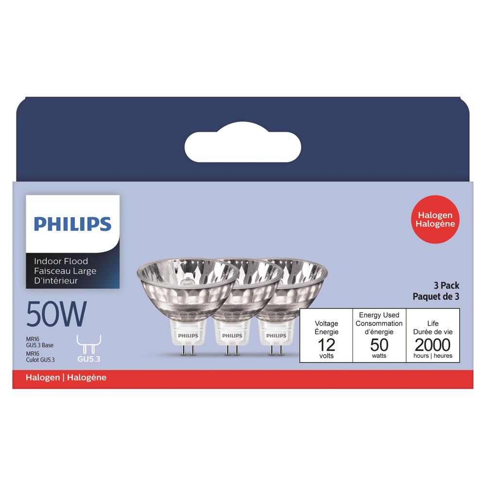 Bulb MRC16 Flood Halogen 50W Bi Pin 12V 3Pk