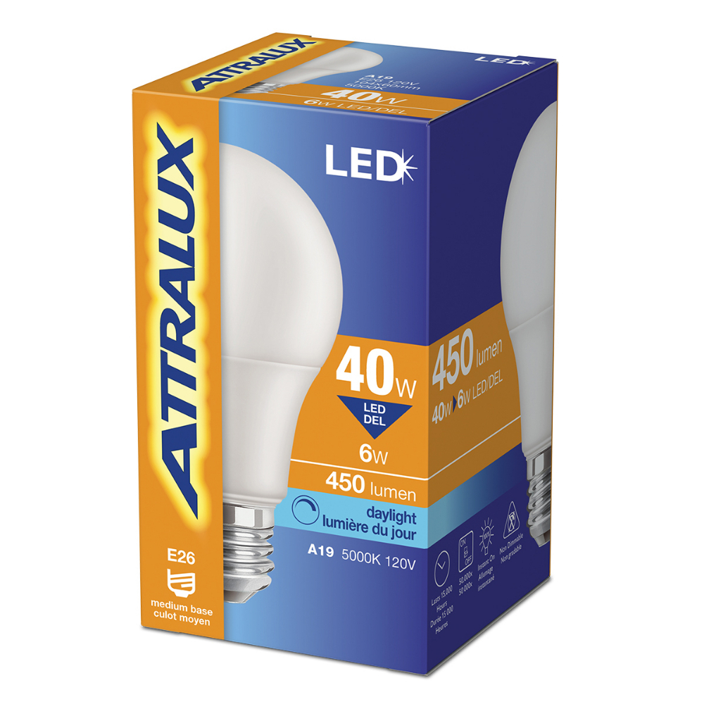 Attralux Bulb A19 LED Non-Dimmable 6W Daylight