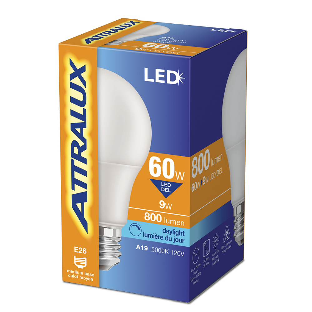 Attralux Bulb A19 LED Non-Dimmable 9W Daylight