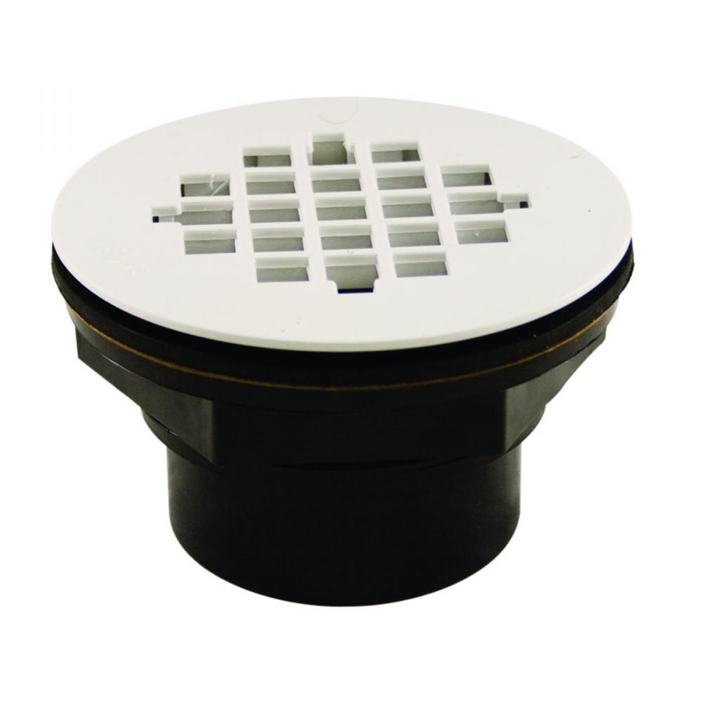 ABS Shower Drain with White Grid 2in