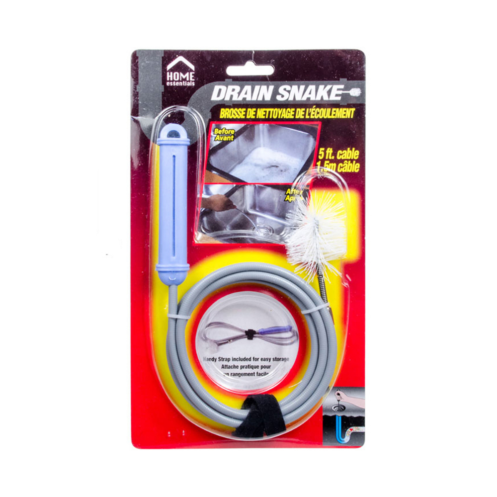 Sink and Drain Snake With Unclogging Brush 5&#39;