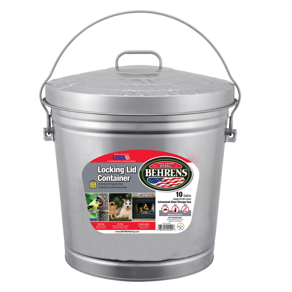 Garbage Can with Locking Lid Galvanized Steel 37L/10Gal