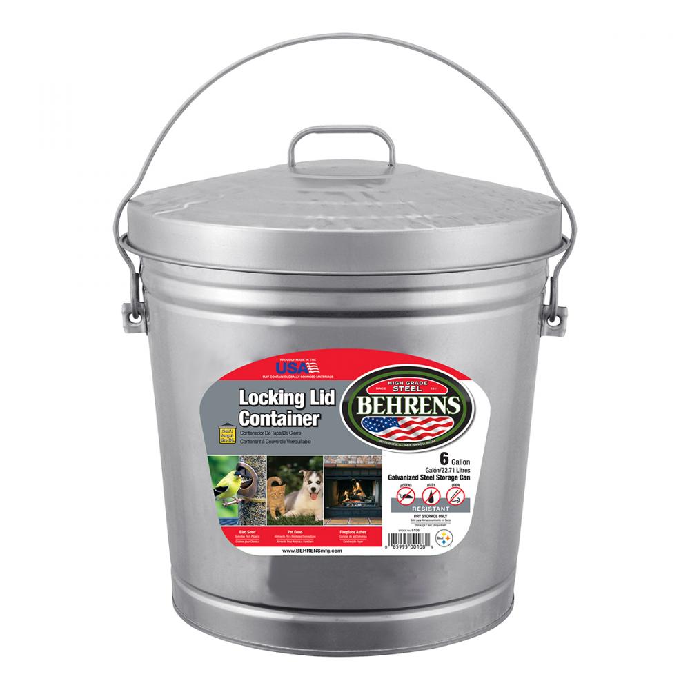 Garbage Can with Locking Lid Galvanized Steel 22L/6Gal