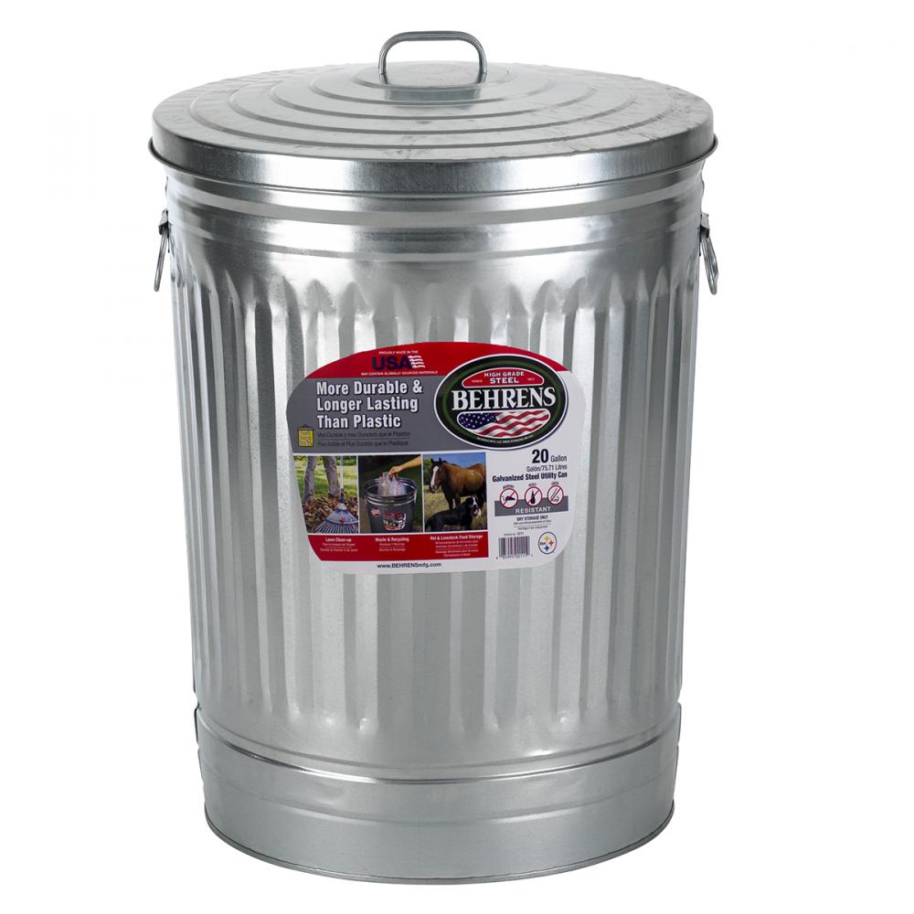 Garbage Can with Lid Galvanized Steel 75L/20Gal