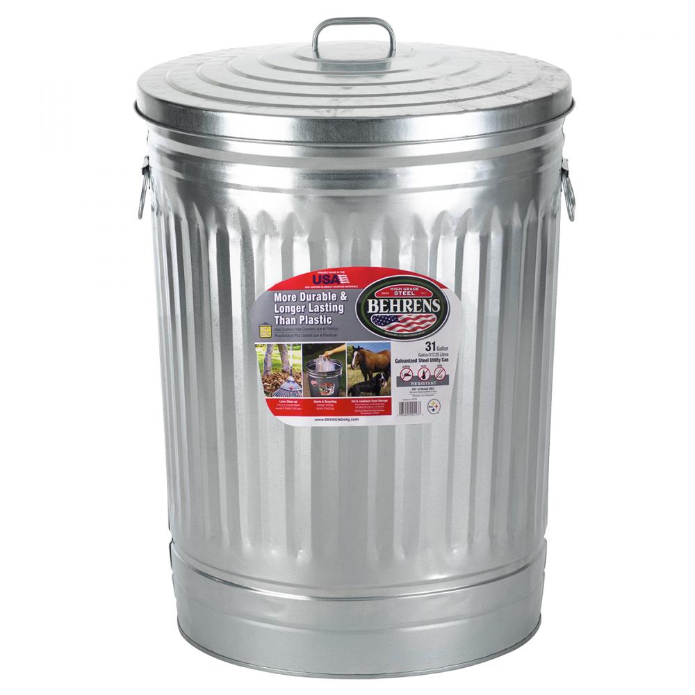 Garbage Can with Lid Galvanized Steel 117L/31Gal