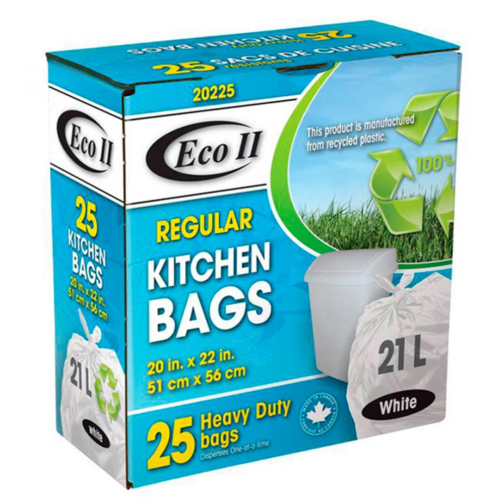 Kitchen Garbage Bags 20x22in White 25PC