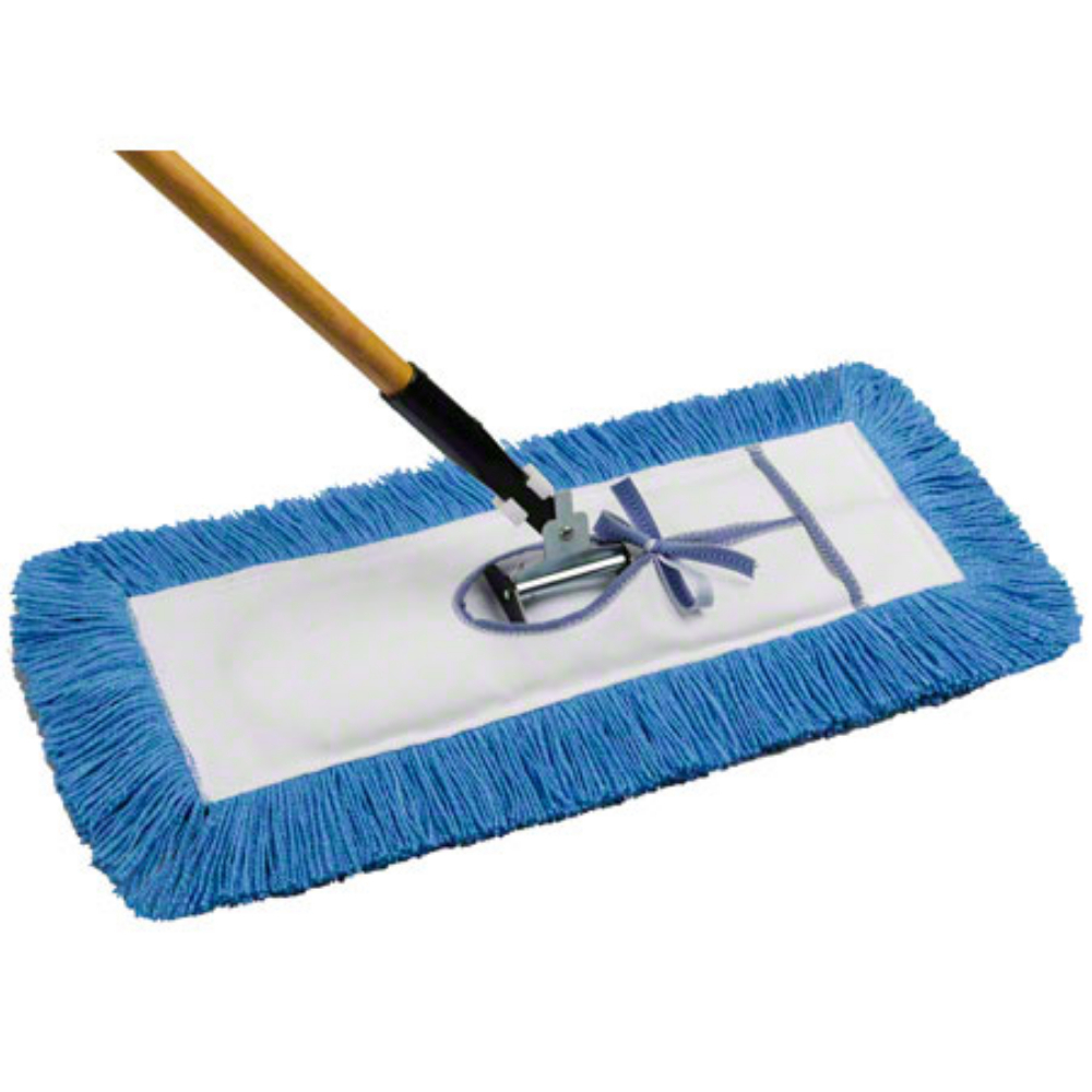 Dust Mop Tie-On Static H-Nylon 5x24in with Blue Metal Handle