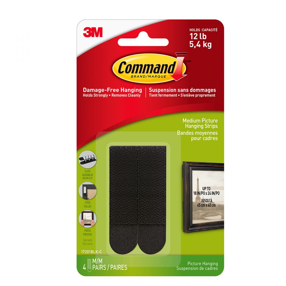 Command™ Picture Hanging Strips Medium Black 8Pk