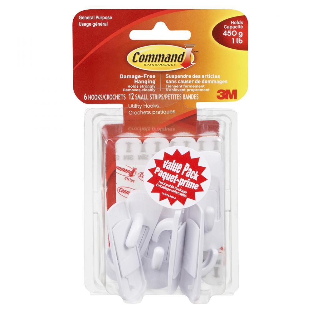 Command™ Hook Small White 1Lb 6Pk