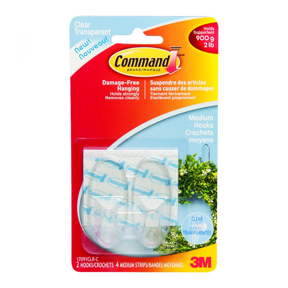 Command™ Hook Medium Clear 2lb 2Pk