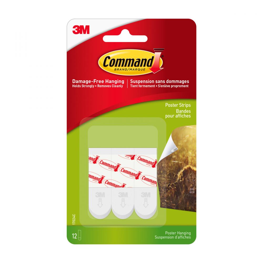 Command™ Poster Hanging Strips Small White 12Pk