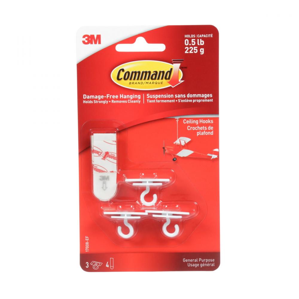 Command™ Ceiling Hook White 3Pk