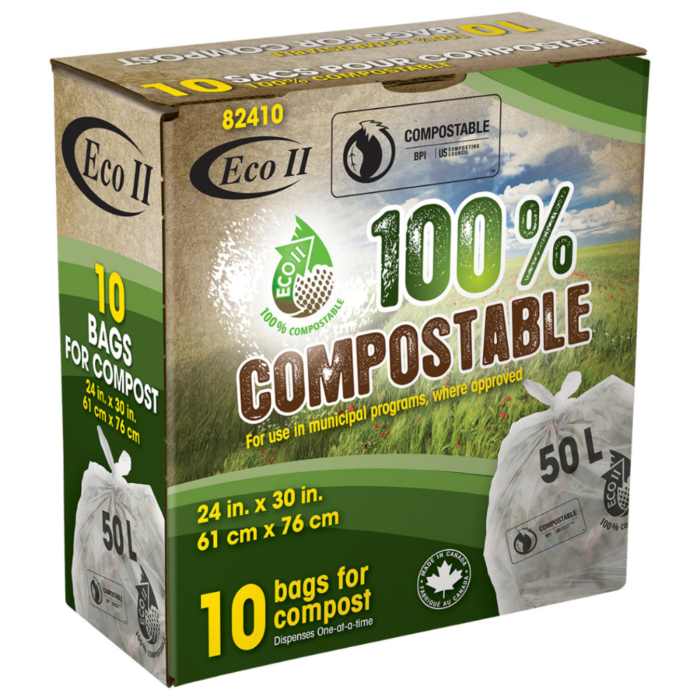 Compostable Kitchen Garbage Bags 24x30in Frost 10PC