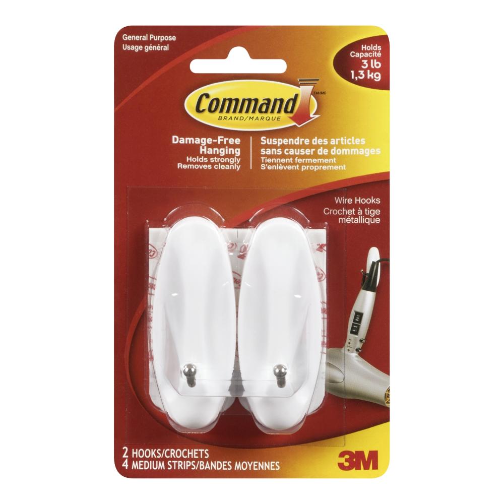 Command™ Wire Hook Medium White 3Lb 2Pk