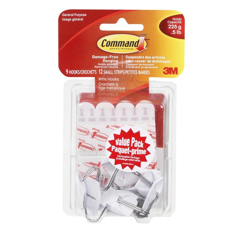 Command™ Wire Hook Small White .5Lb 9Pk