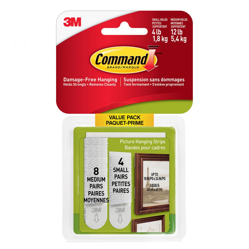 Command™ Picture Hanging Strips Small/Medium White 24Pk