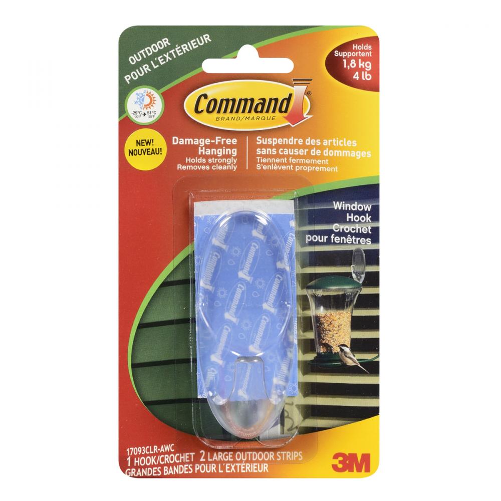 Command™ Outdoor Window Hook Large Clear 4Lb