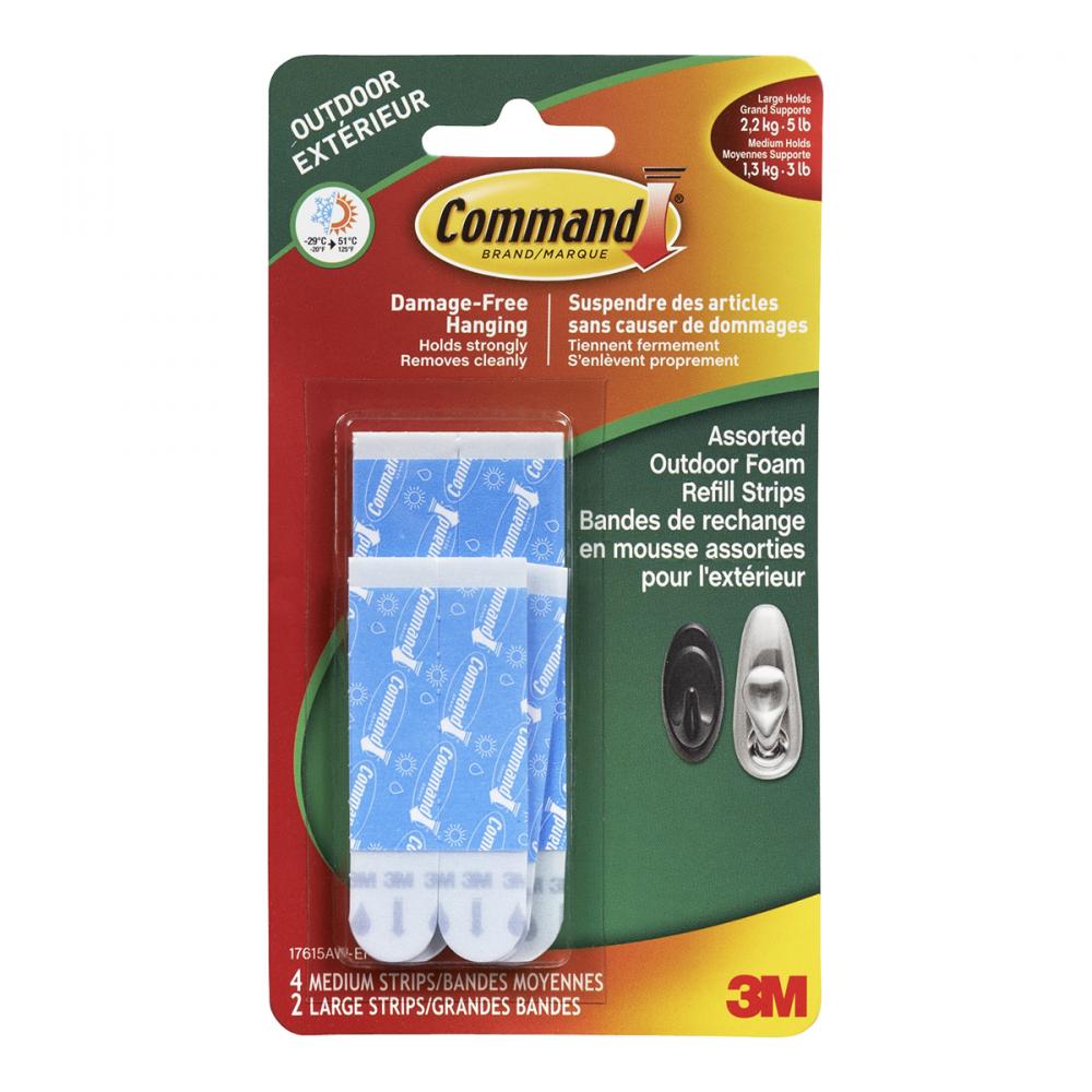 Command™ Outdoor Refill Strips Medium/Large 6Pk