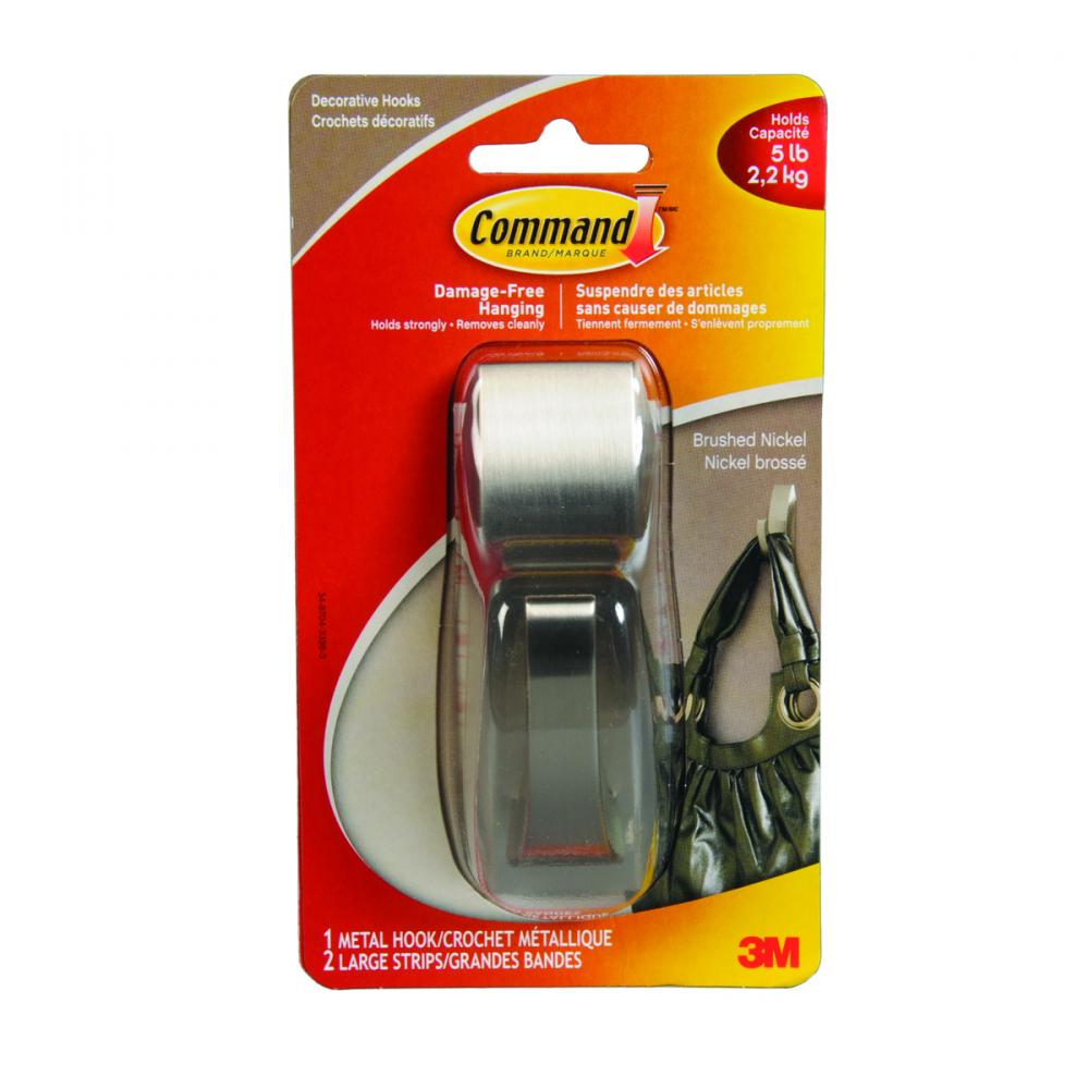 Command™ Bath Hook Large Brushed Nickel 5lb