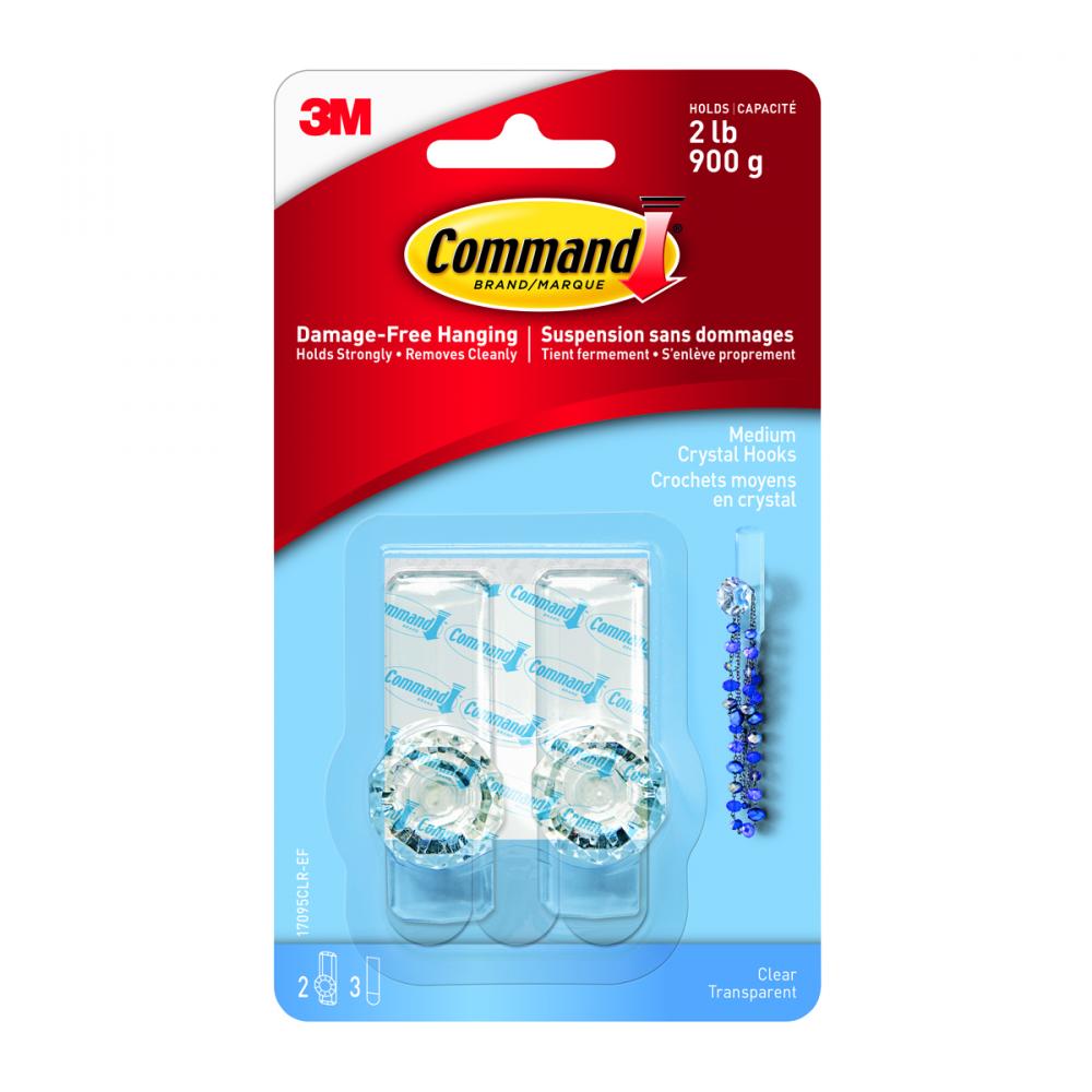 Command™ Crystal Hook Medium Clear 2Pk