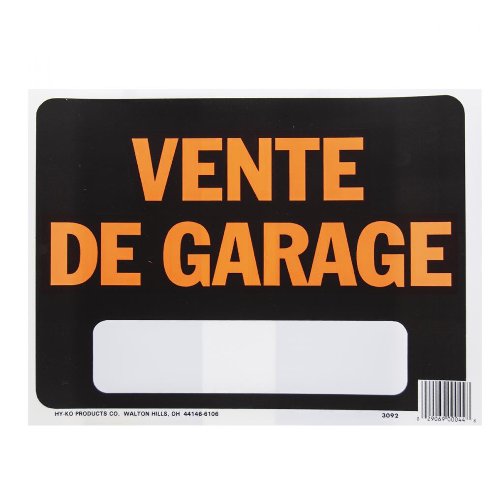 10pk Sign Vente de Garage 8.5in x 12in