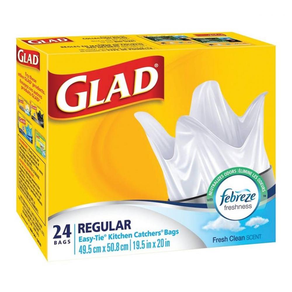 Glad Kitchen Catcher Garbage Bags 20x20in White 24pc