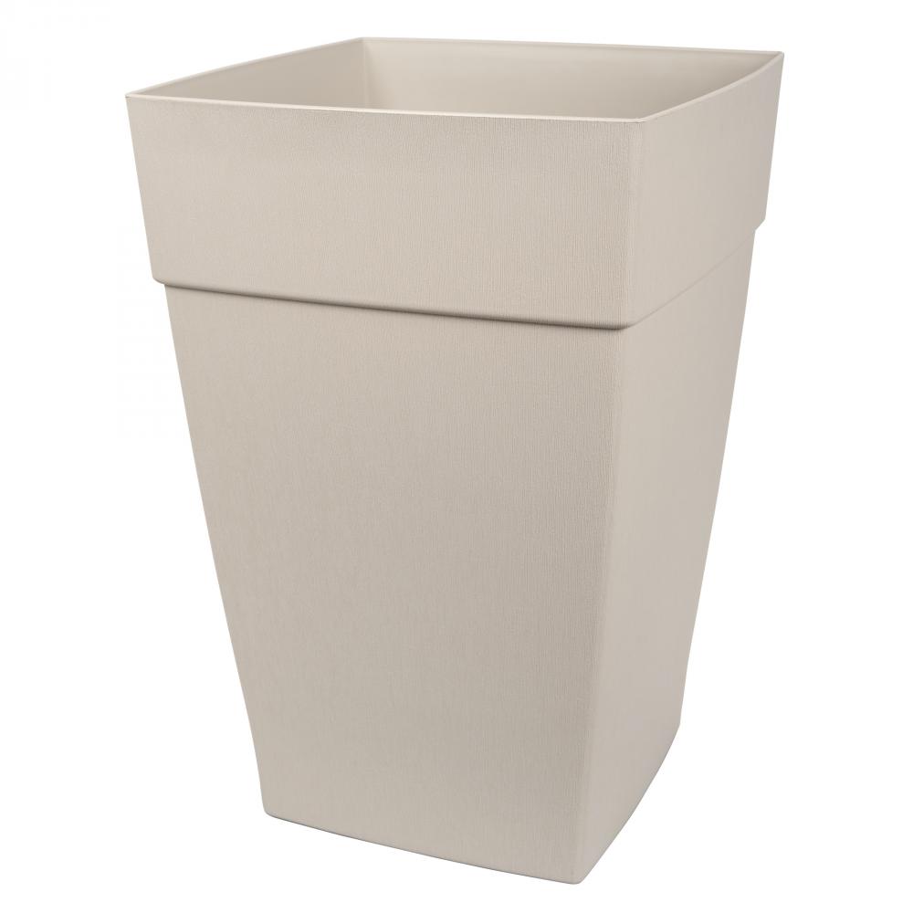 Harmony Self-Watering Planter Square 16in x 16in x 24in Plastic Mocha