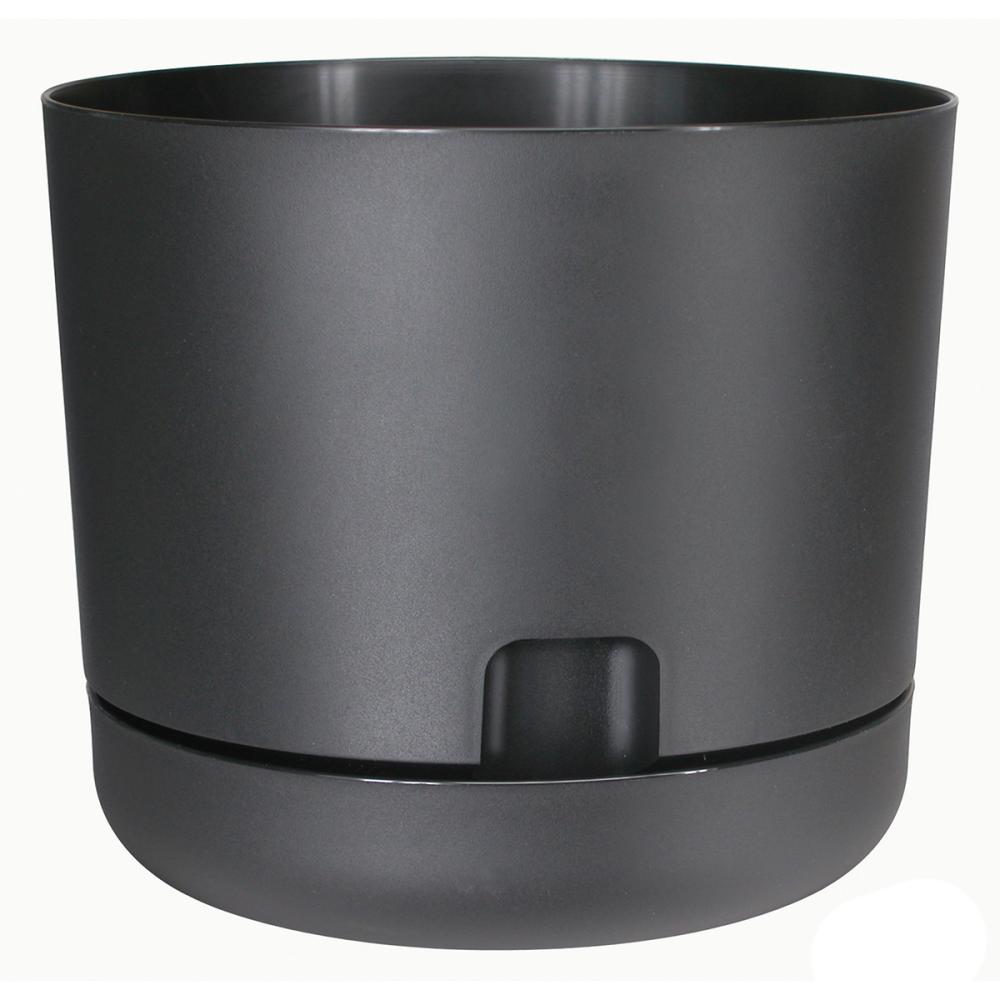 Oasis Self-Watering Pot With Saucer Black 6in