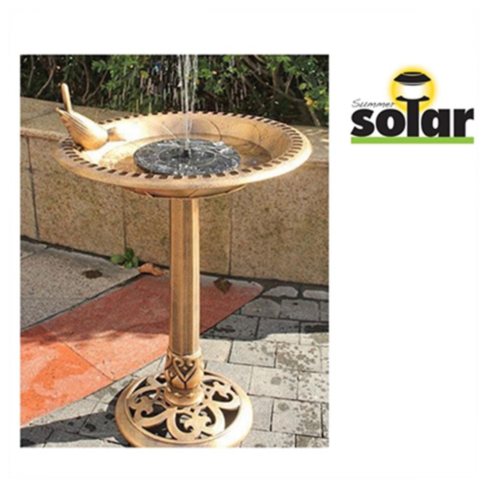 Plastic Bird Bath with Bird Décor and Solar Fountain 24in