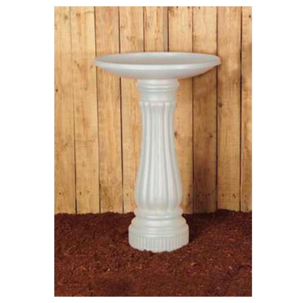 Plastic Bird Bath 17in Diameter x 25in H White