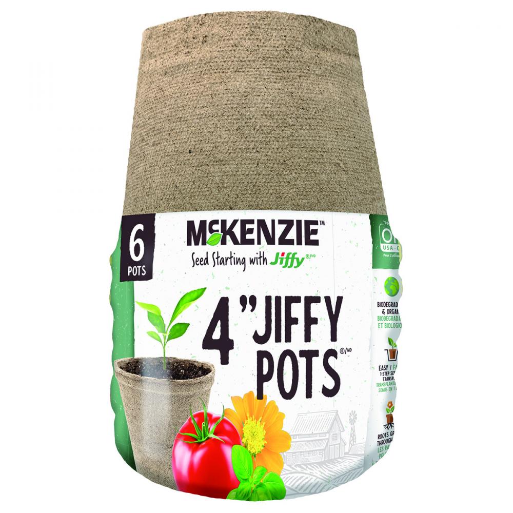 6PC Jiffy Peat Pots Round 4in